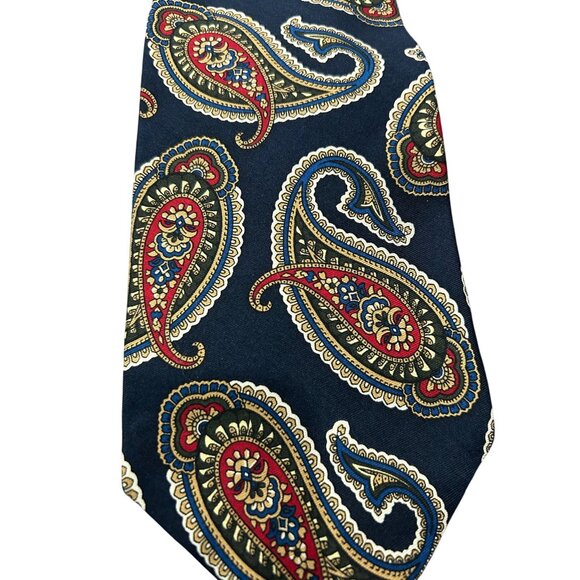 Roundtree & Yorke Hand-Sewn Paisley Necktie All Silk Made In USA - Picture 2 of 7